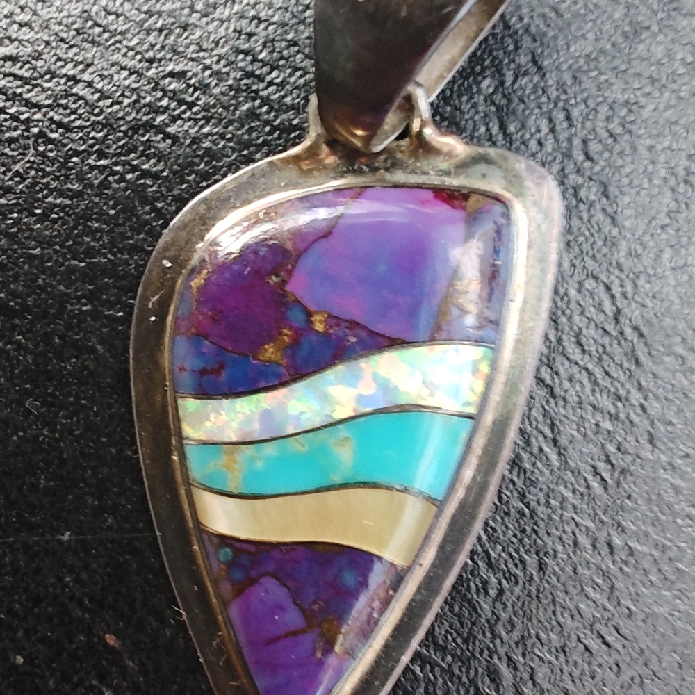 Inlaid Multicolor Pendant HF Sterling